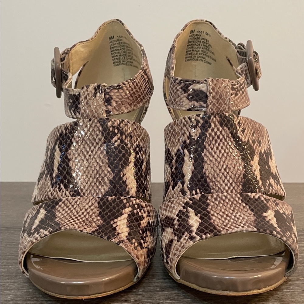 ANNE KLEIN Snakeskin Print Open-Toe Heel with Ankle Strap Size 8 - Picture 7 of 11